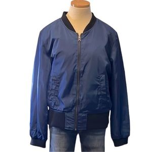 Anthropologie Hei Hei 'Juneworthy' Bomber Jacket, Navy Blue, Large